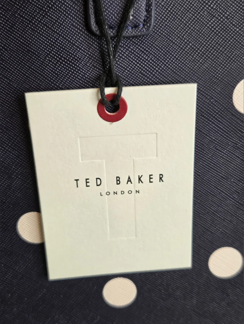 Ted Baker "The Icon" Navy Polka Dot Tote With Bow - Picture 6 of 6